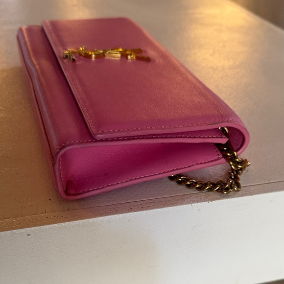 Yves Saint Laurent Vibrant Pink Clutch with Gold Chain/authentic - Picture 13 of 17